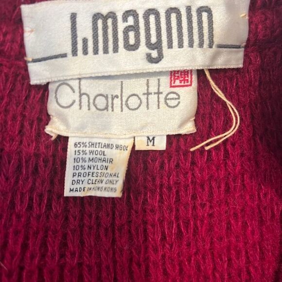 RARE Vintage I.Magnin Charlotte Sweater Coat Red Sz.M - Picture 4 of 8